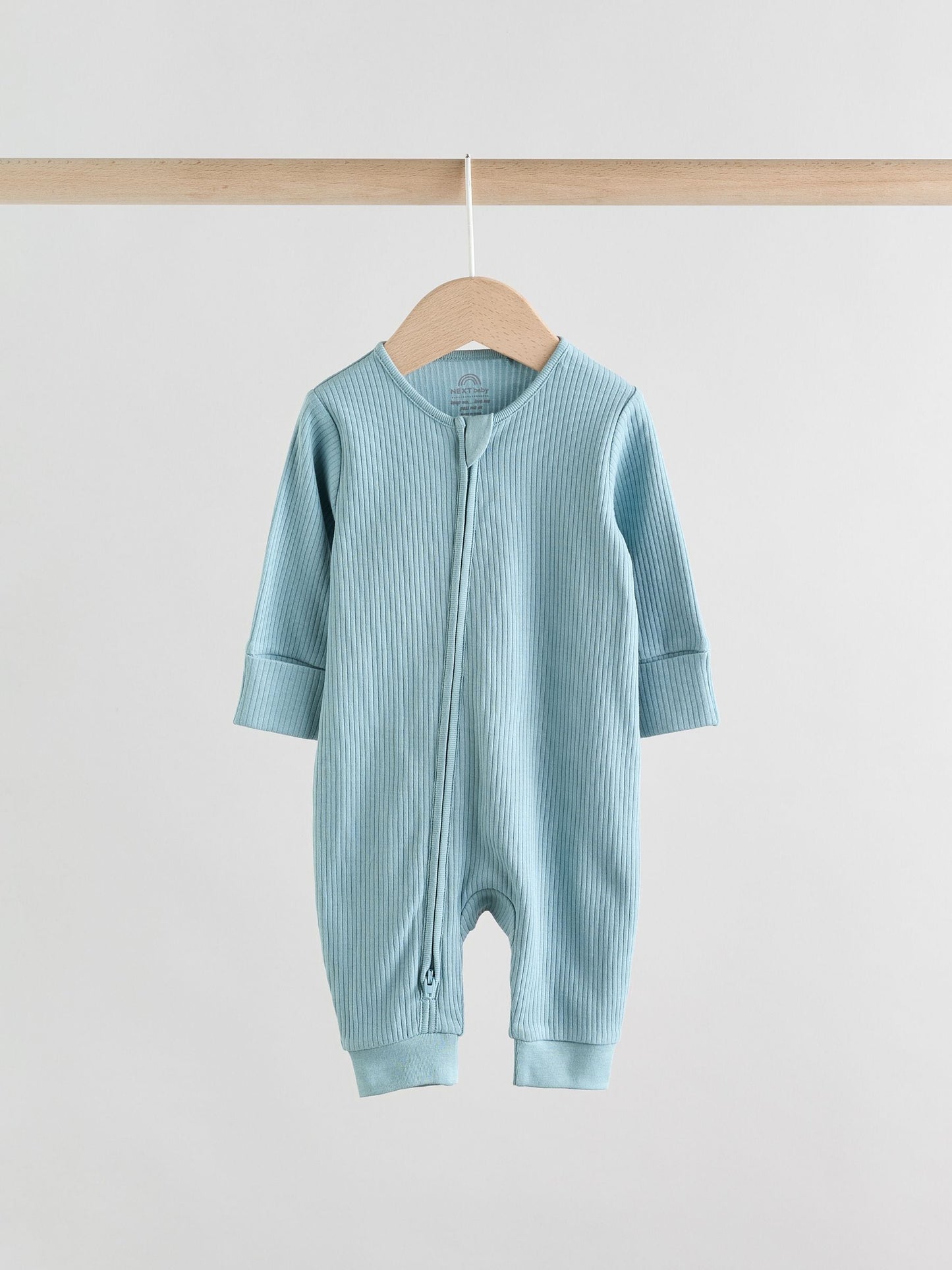 Blue Two Way Zip Footless Baby Sleepsuits 3 Pack (0-3yrs)