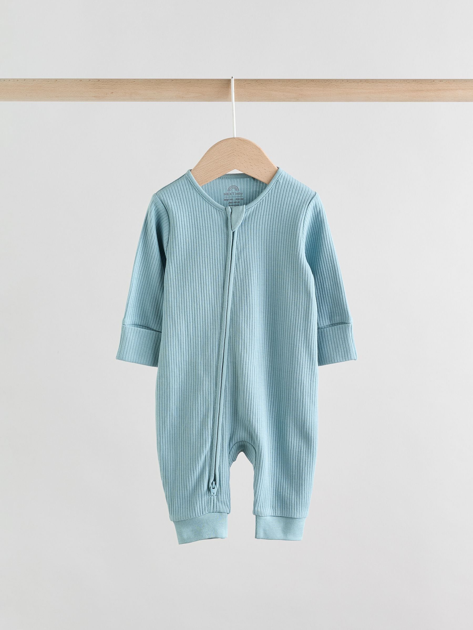 Blue Two Way Zip Footless Baby Sleepsuits 3 Pack (0-3yrs) image 5