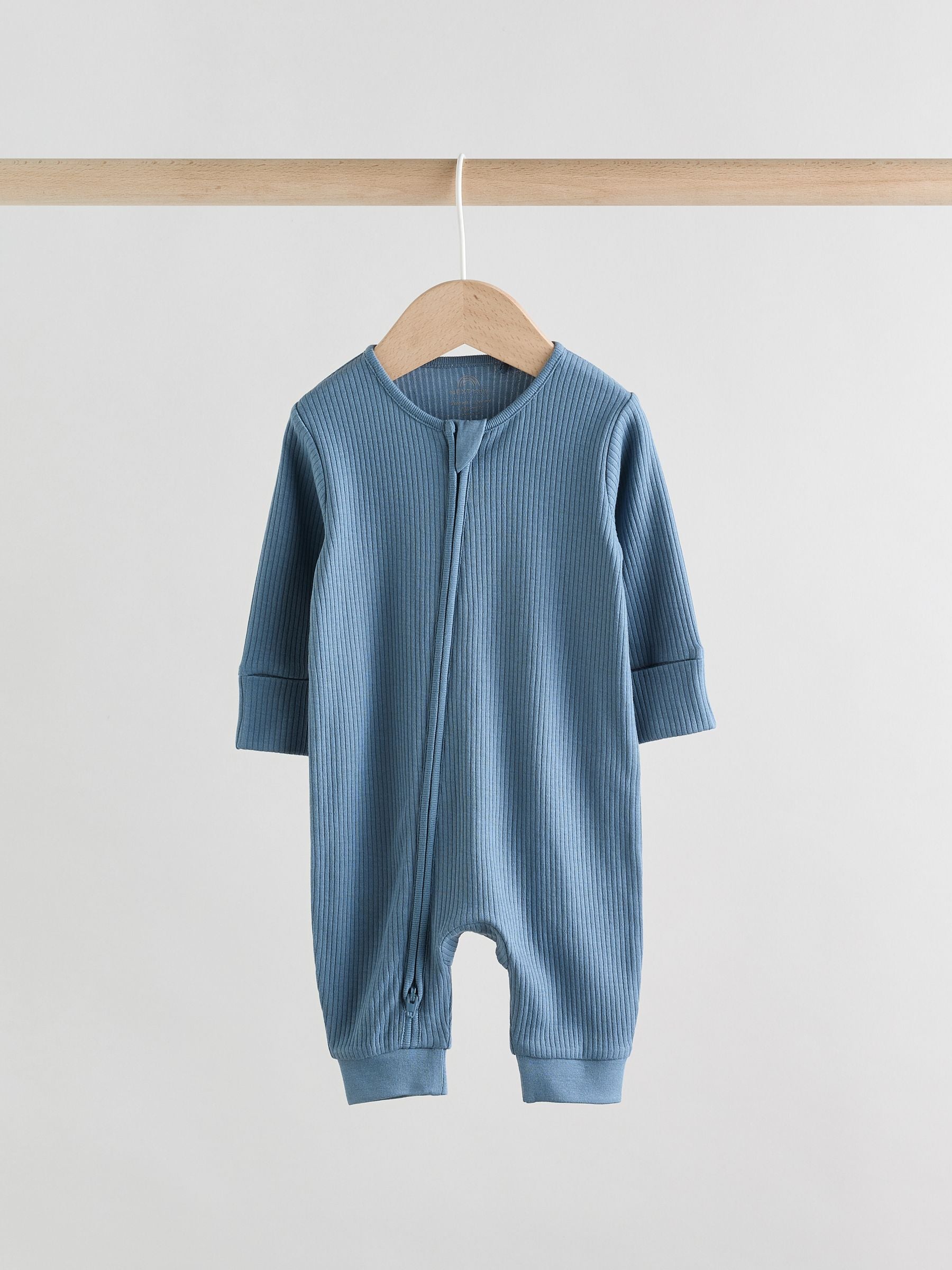 Blue Two Way Zip Footless Baby Sleepsuits 3 Pack (0-3yrs) image 6