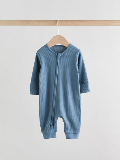 Blue Two Way Zip Footless Baby Sleepsuits 3 Pack (0-3yrs) image 6