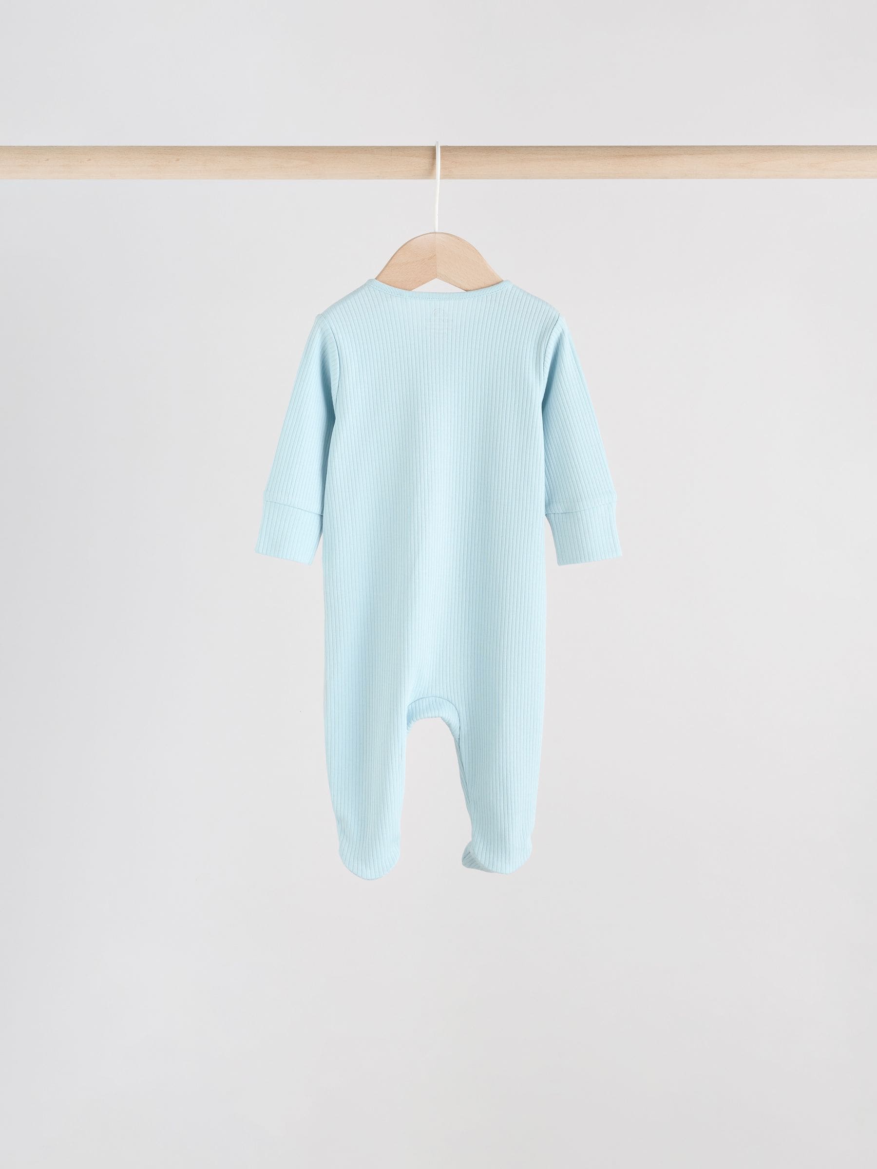 Blue 5 Pack Baby Two Way Zip Sleepsuits (0-2yrs) image 4