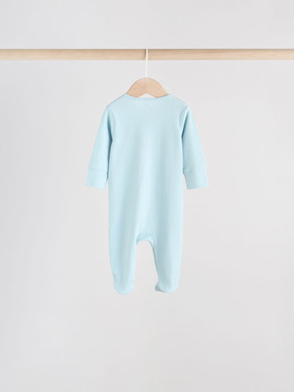 Blue 5 Pack Baby Two Way Zip Sleepsuits (0-2yrs) image 4