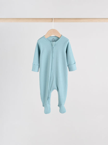 Blue 5 Pack Baby Two Way Zip Sleepsuits (0-2yrs)