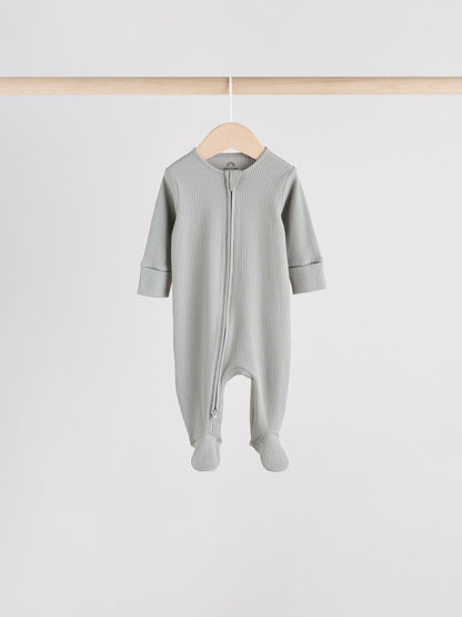 Blue 5 Pack Baby Two Way Zip Sleepsuits (0-2yrs)