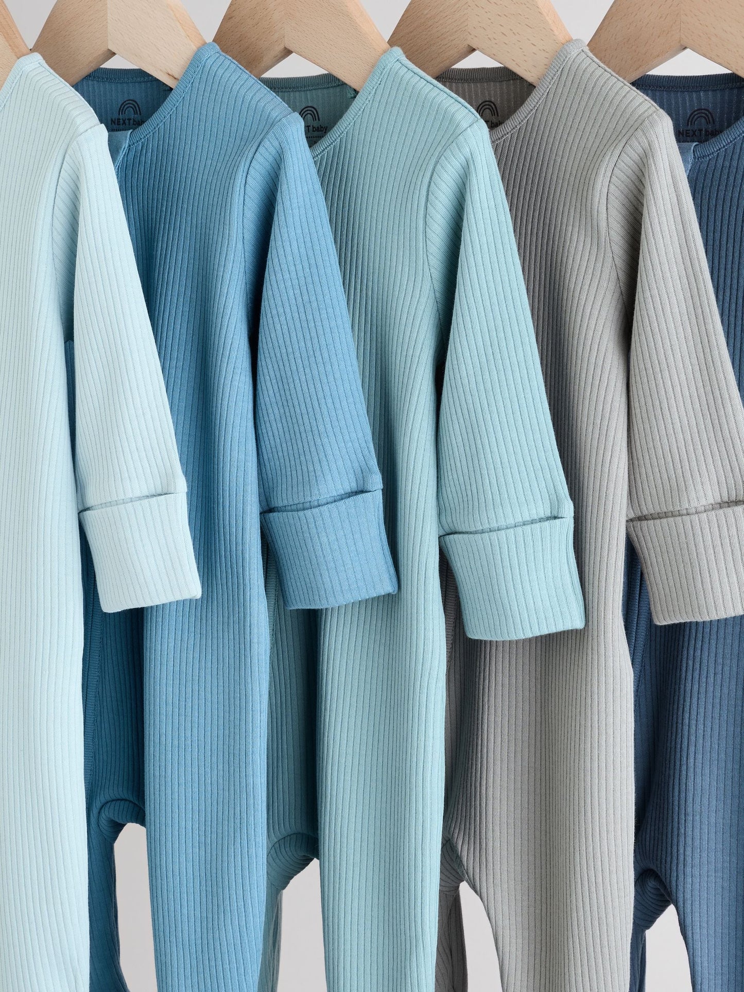 Blue 5 Pack Baby Two Way Zip Sleepsuits (0-2yrs)
