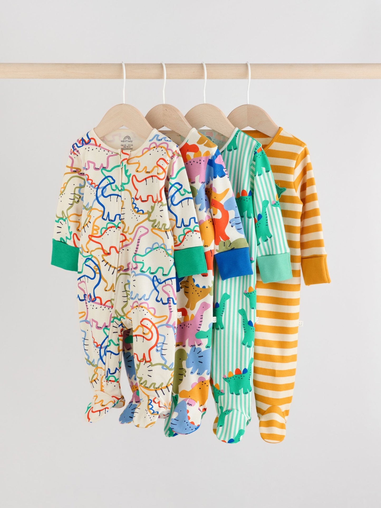 Bright Baby Two Way Zip Sleepsuits 4 Pack (0mths-2yrs)