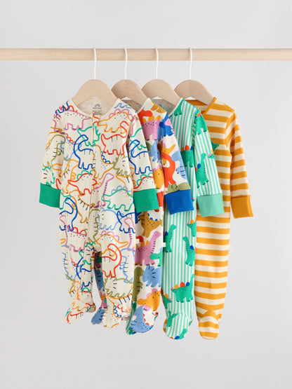 Bright Baby Two Way Zip Sleepsuits 4 Pack (0mths-2yrs)