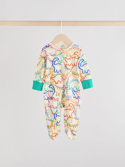 Bright Baby Two Way Zip Sleepsuits 4 Pack (0mths-2yrs)