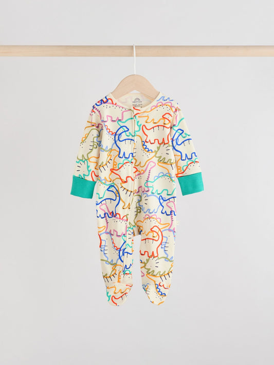 Bright Baby Two Way Zip Sleepsuits 4 Pack (0mths-2yrs)
