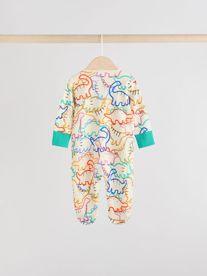 Bright Baby Two Way Zip Sleepsuits 4 Pack (0mths-2yrs)