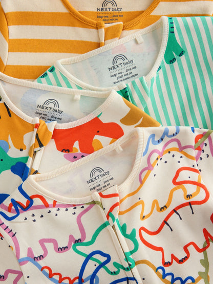 Bright Baby Two Way Zip Sleepsuits 4 Pack (0mths-2yrs)