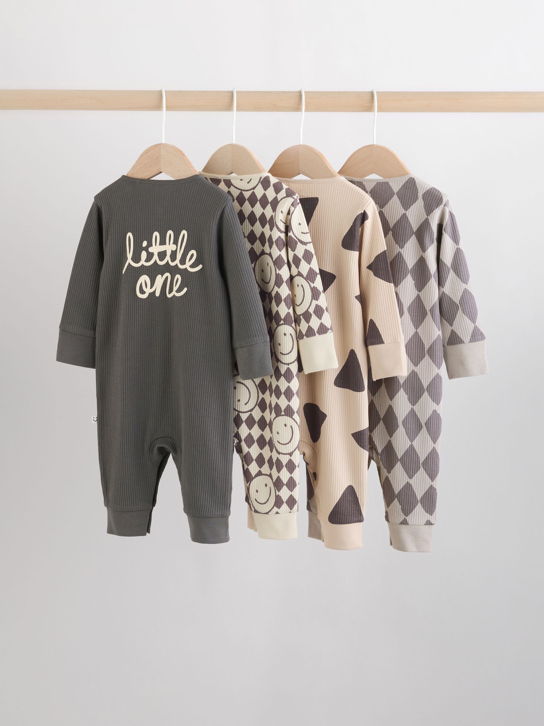Monochrome Baby Sleepsuits 4 Pack (0mths-3yrs) image 2