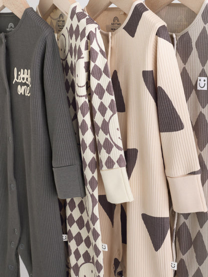 Monochrome Footless Baby Sleepsuits 4 Pack (0mths-2yrs)