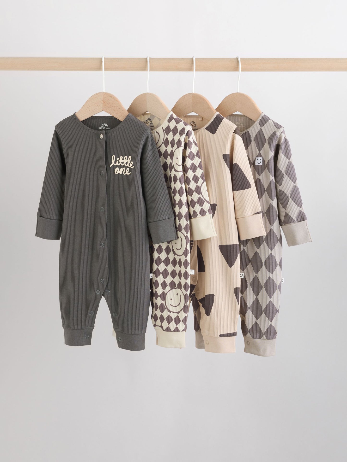 Monochrome Baby Sleepsuits 4 Pack (0mths-3yrs) image 1