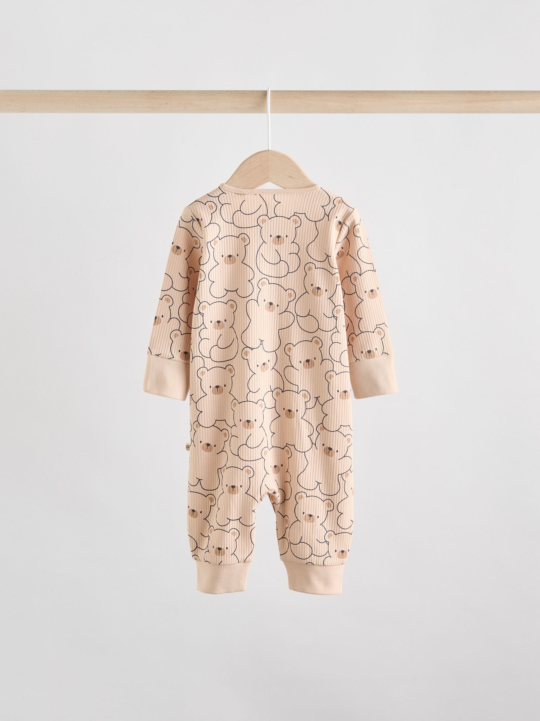 Brown/Navy 3 pack Baby Two Way Zip Footless Cotton Sleepsuits (0mths-3yrs) image 2
