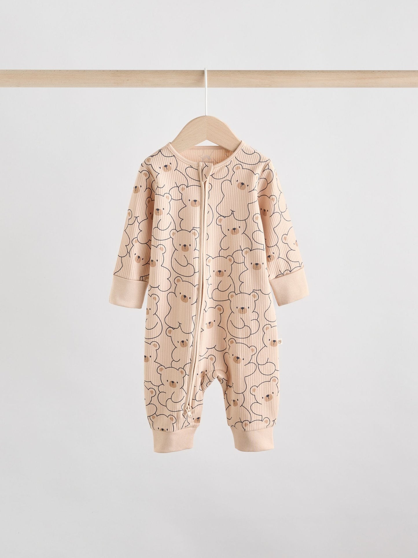 Brown/Navy 3 pack Baby Two Way Zip Footless Cotton Sleepsuits (0mths-3yrs)