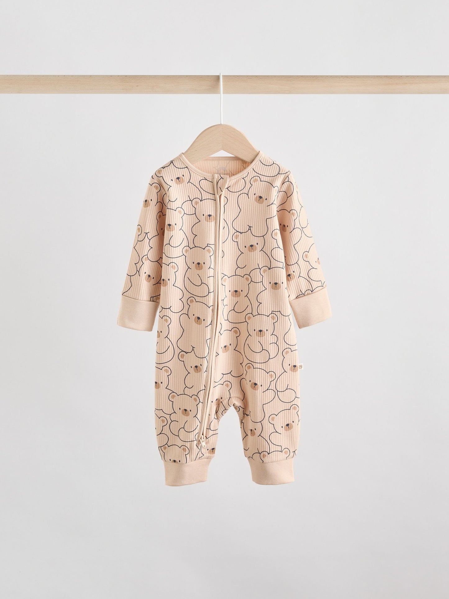 Brown/Navy 3 pack Baby Two Way Zip Footless Cotton Sleepsuits (0mths-3yrs) image 3