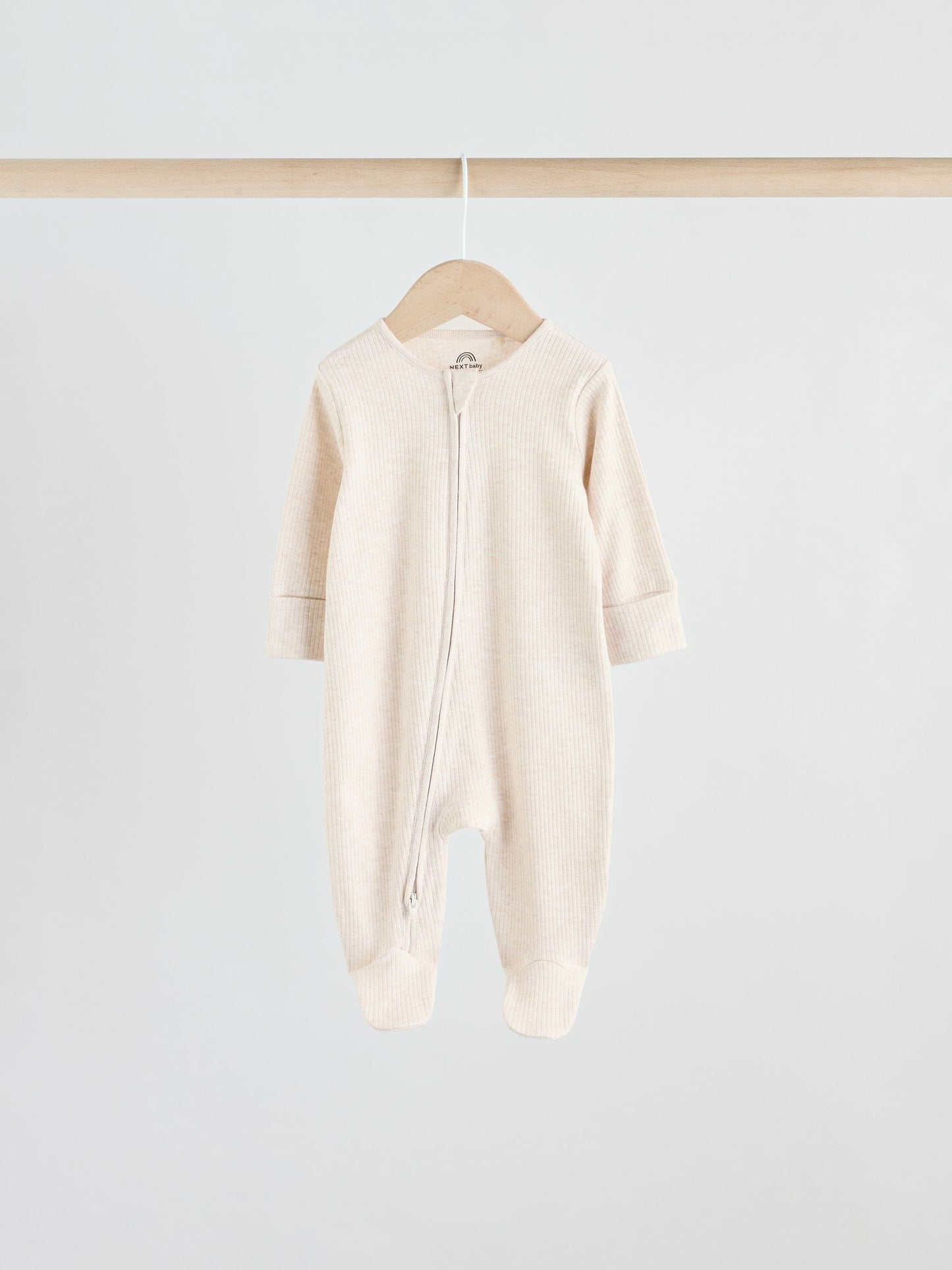 Neutral 5 Pack Two Way Zip Footed Baby Sleepsuits (0-2yrs) image 2
