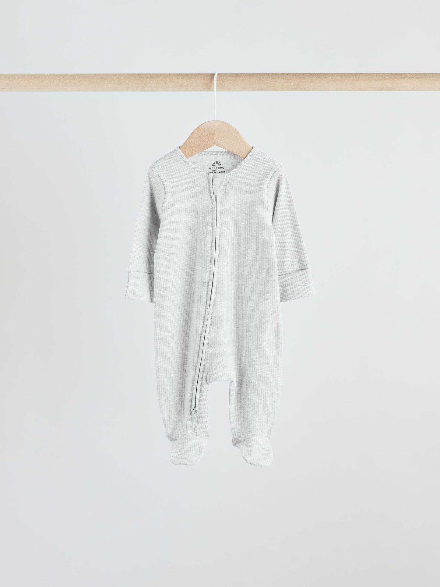 Neutral 5 Pack Two Way Zip Footed Baby Sleepsuits (0-2yrs) image 3