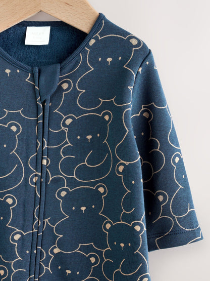Navy Bear Baby Fleece Lined Sleepsuit