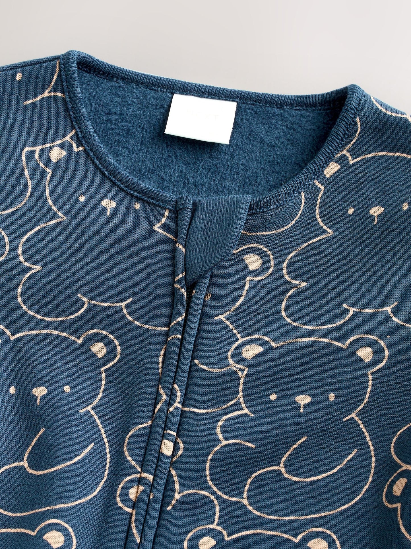 Navy Bear Baby Fleece Lined Sleepsuit