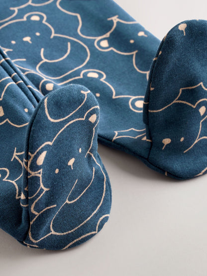 Navy Bear Baby Fleece Lined Sleepsuit image 6