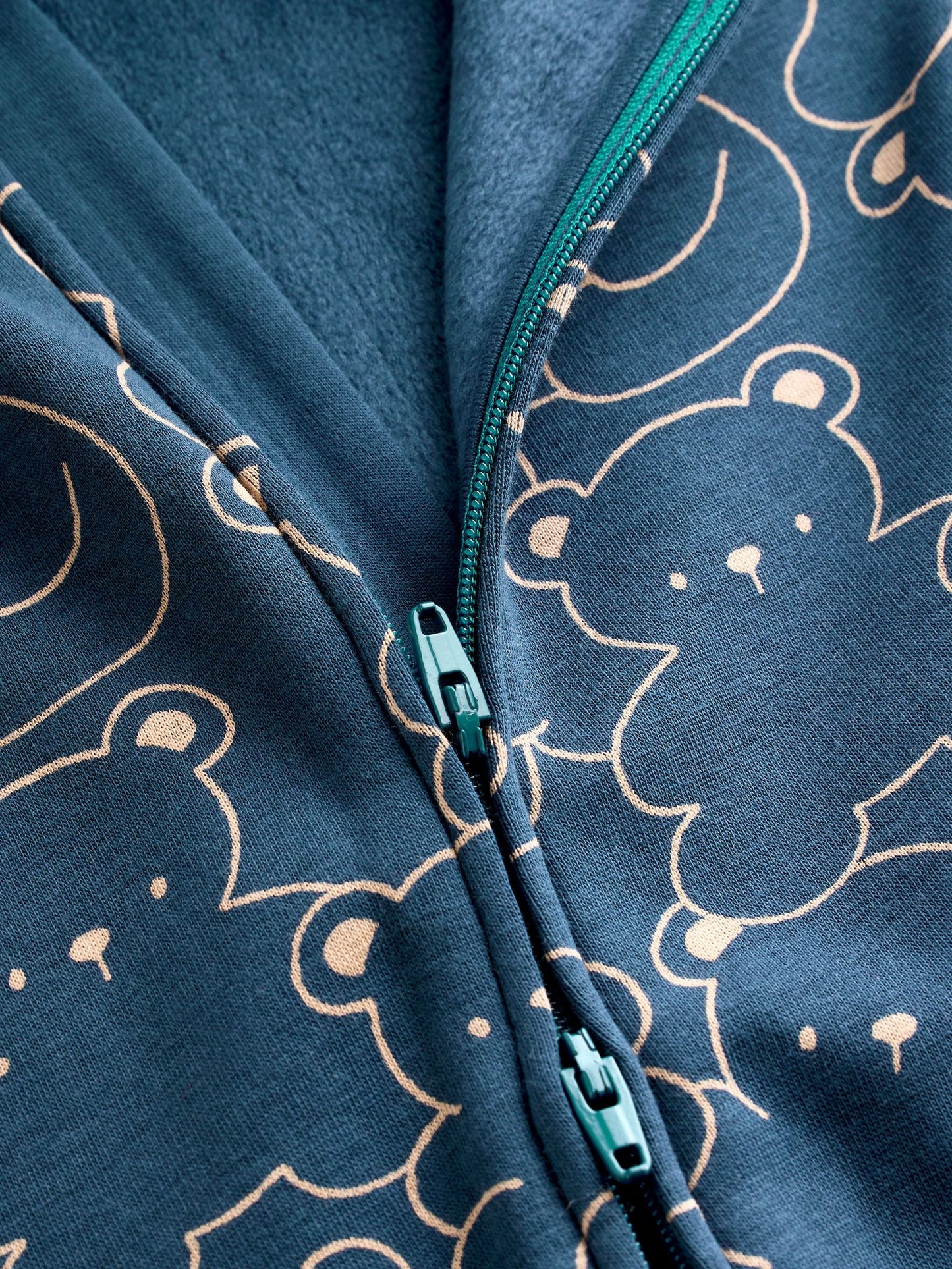 Navy Bear Baby Fleece Lined Sleepsuit