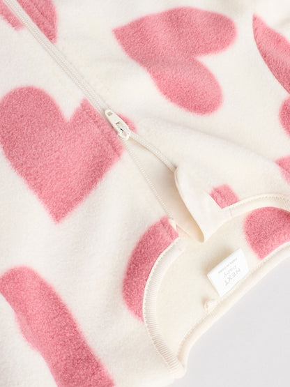 Pink 4 Pack Micro Fleece Two Way Zip Baby Sleepsuit image 3