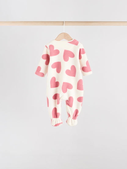 Pink 4 Pack Micro Fleece Two Way Zip Baby Sleepsuit image 8