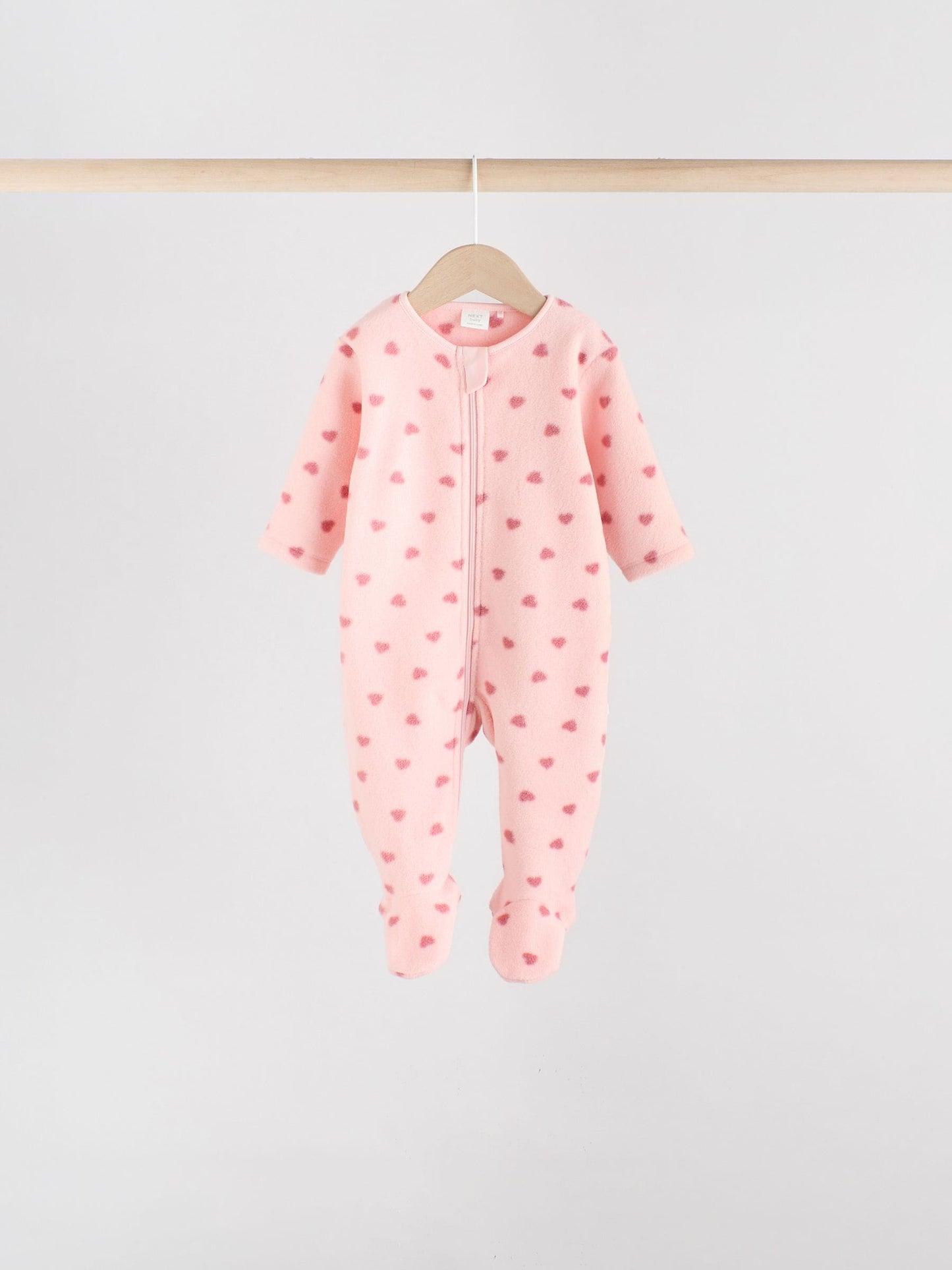 Pink 4 Pack Baby Micro Fleece Two Way Zip Sleepsuits