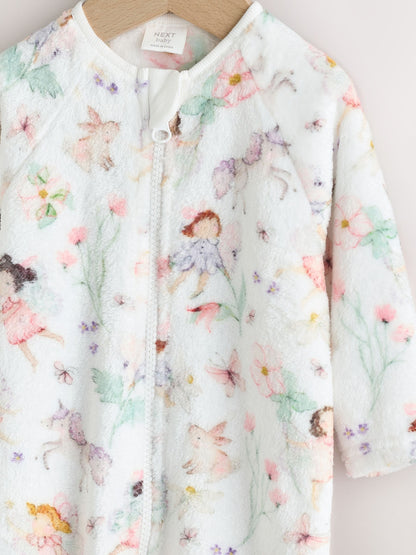 Cream Baby Fleece Sleepsuit