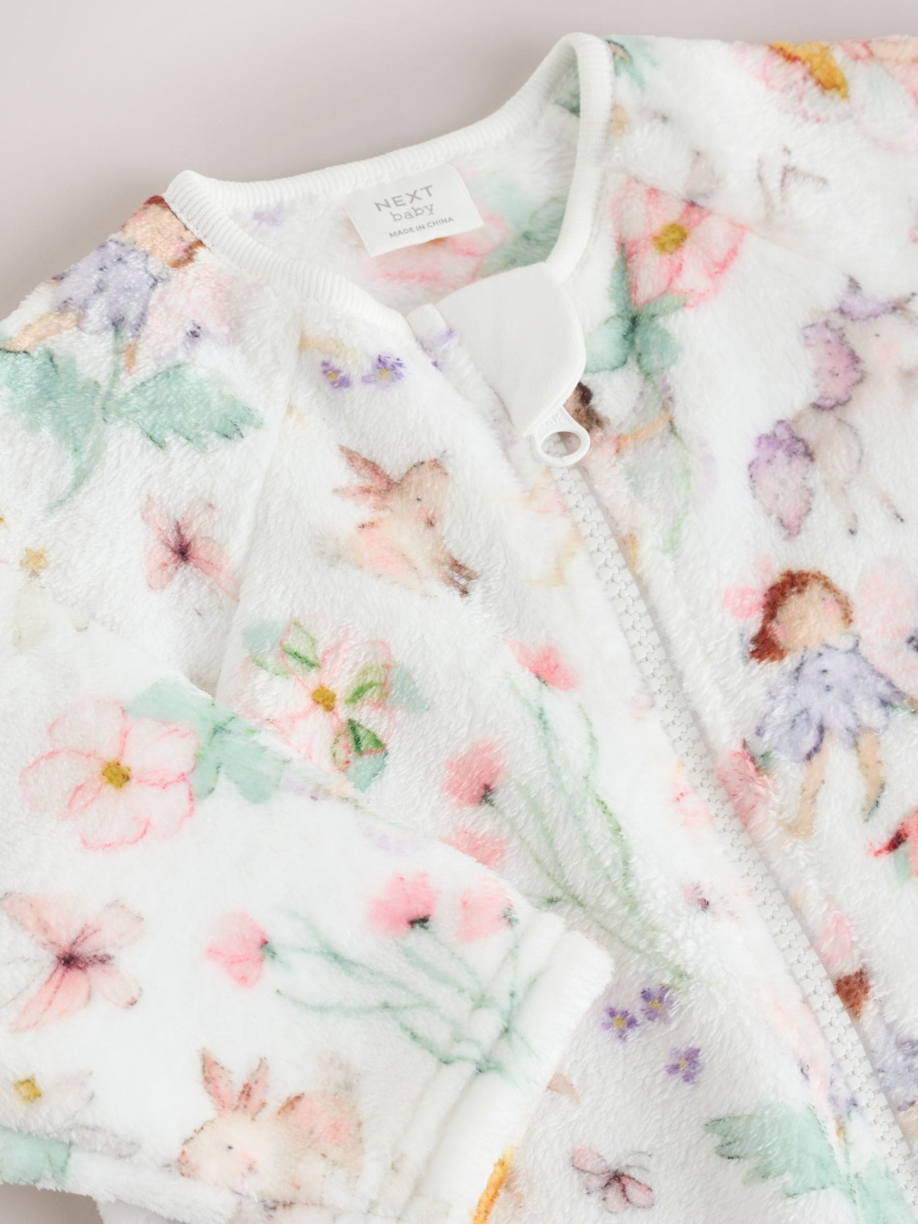 Cream Baby Fleece Sleepsuit image 4