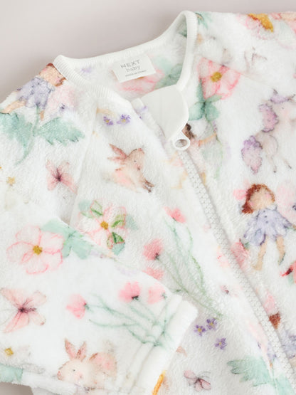 Cream Baby Fleece Sleepsuit image 4