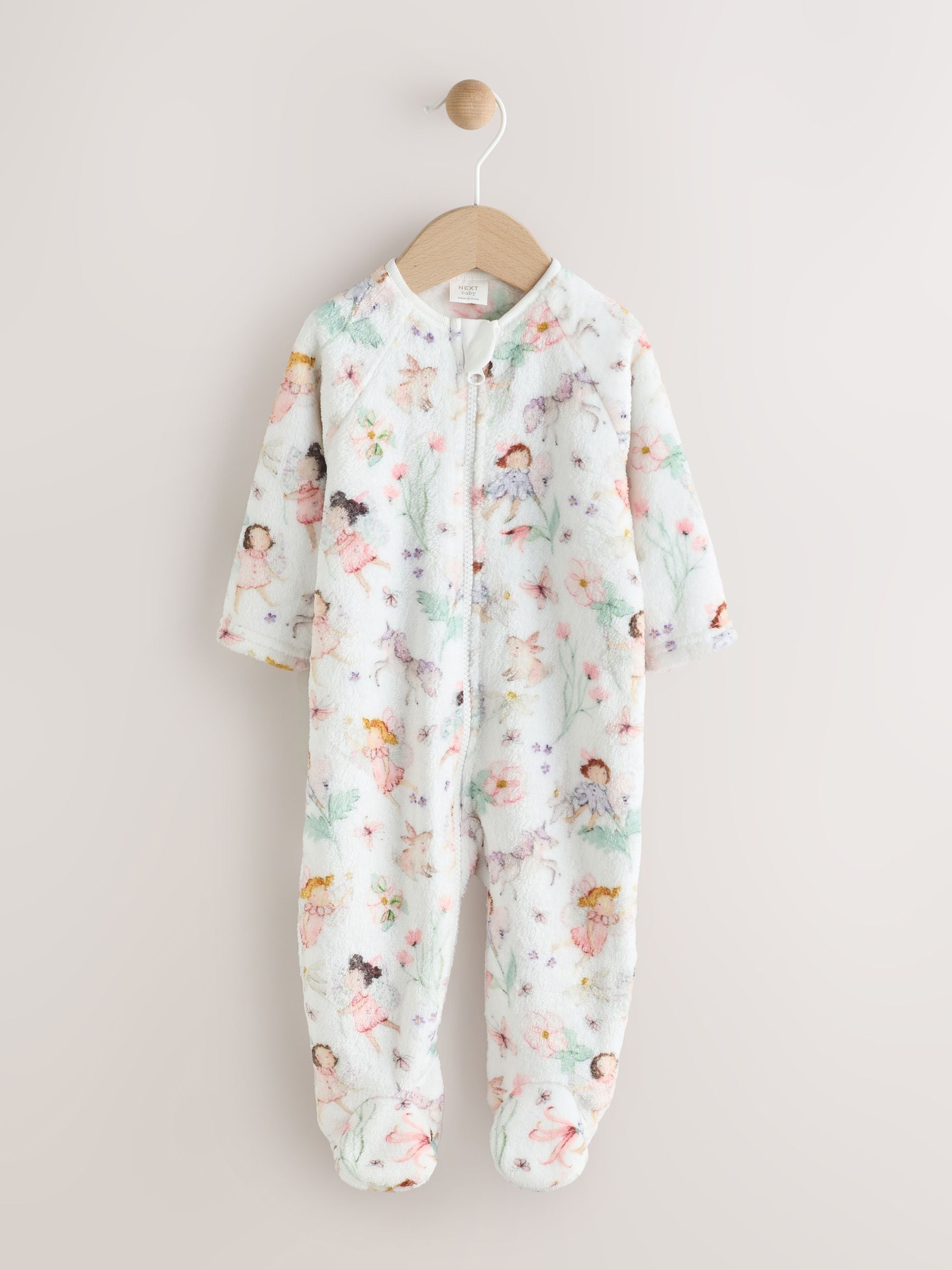 Cream Baby Fleece Sleepsuit image 1