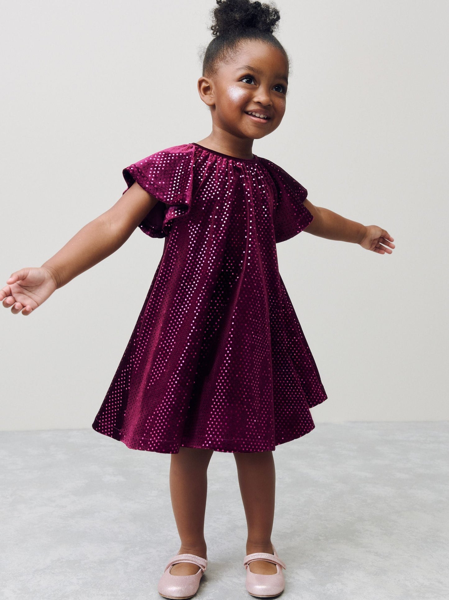 Burgundy Red Sequin Velvet Party Dress (3mths-8yrs)