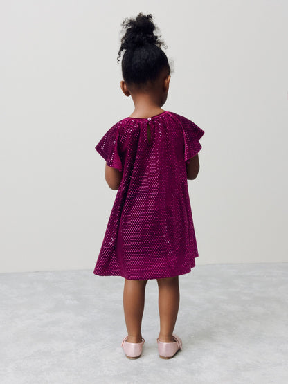 Burgundy Red Sequin Velvet Party Dress (3mths-8yrs)