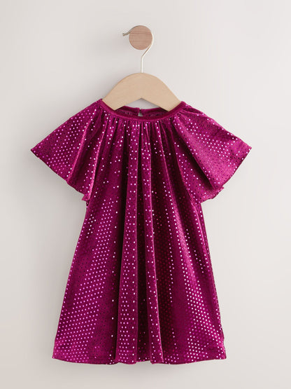 Burgundy Red Sequin Velvet Party Dress (3mths-8yrs)