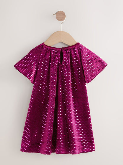 Burgundy Red Sequin Velvet Party Dress (3mths-8yrs)