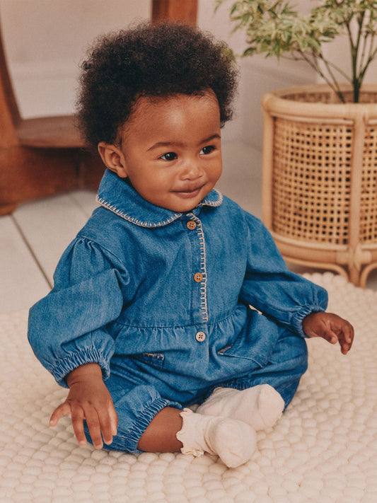 Blue Baby Denim Romper (0mths-2yrs) image 1