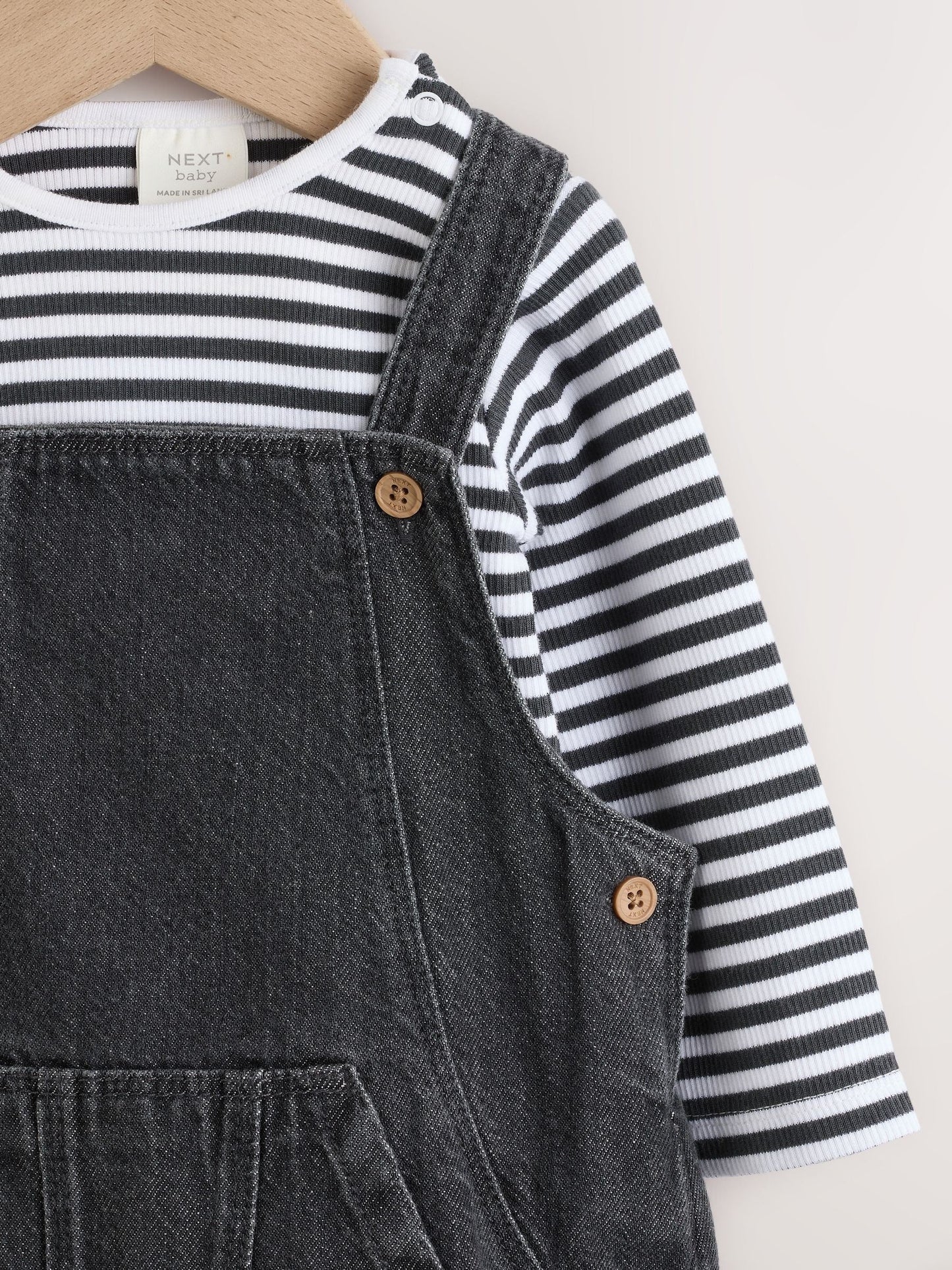 Charcoal Grey Baby Denim Dungarees and Bodysuit Set (0mths-2yrs)