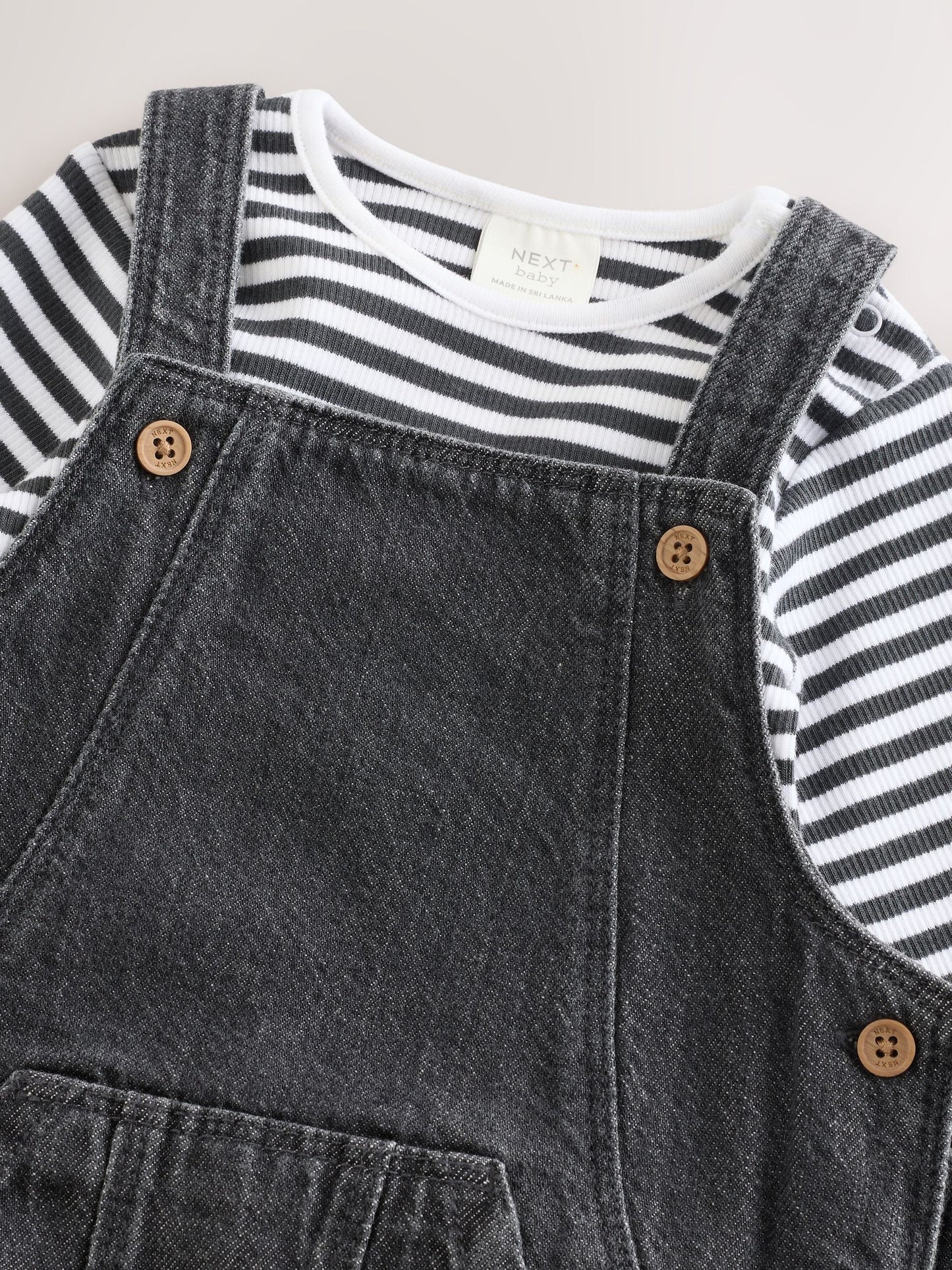 Charcoal Grey Baby Denim Dungarees and Bodysuit Set (0mths-2yrs)