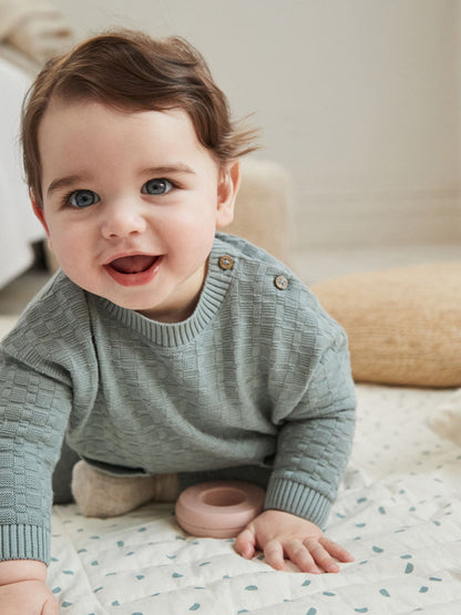 Mineral Baby Textured Knitted 100% Cotton Jumper and Leggings Set (0mths-3yrs)