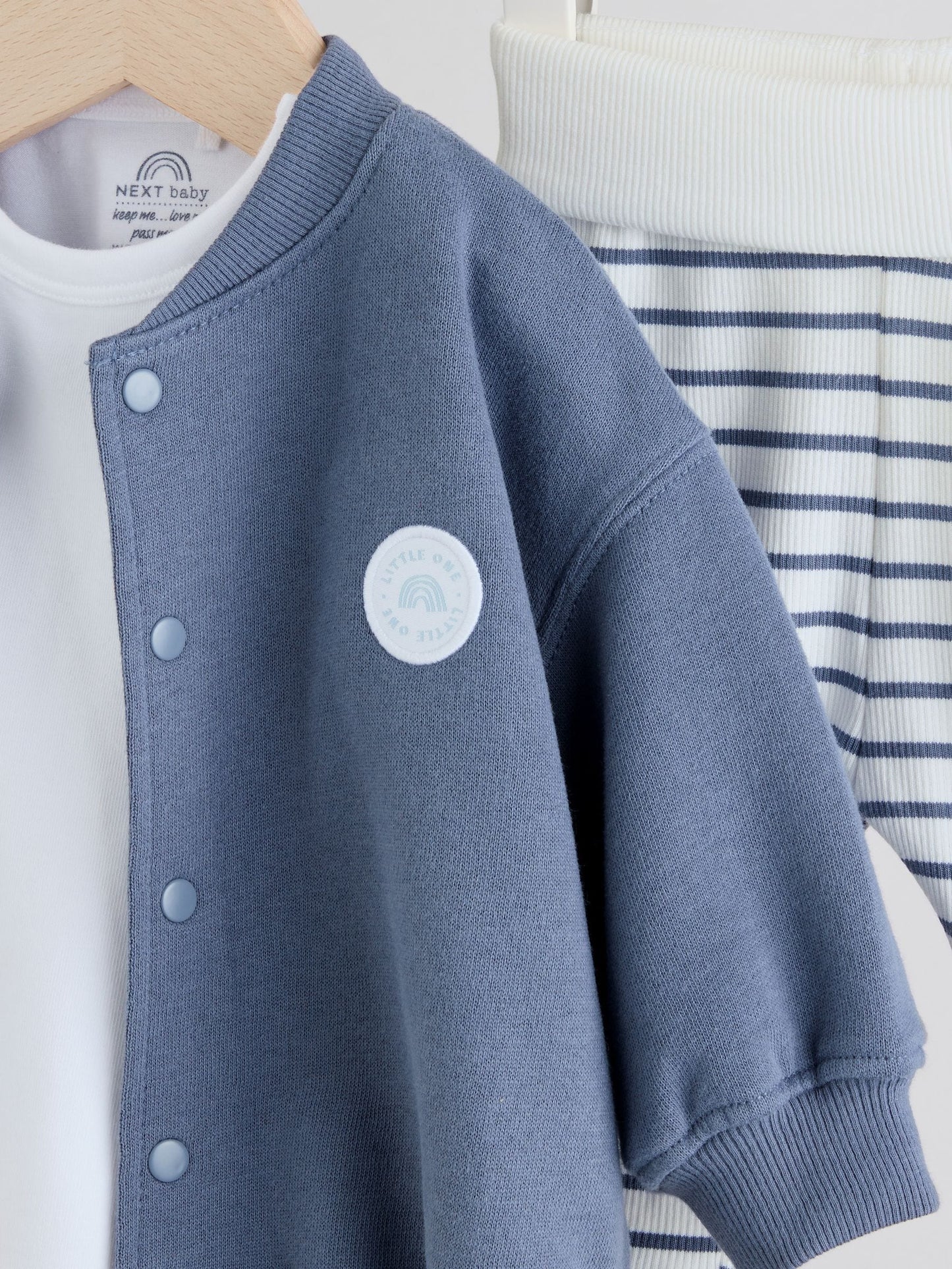 Blue Stripe Baby Jersey Jacket, Bodysuit and Leggings 3 Piece Set (0mths-2yrs)