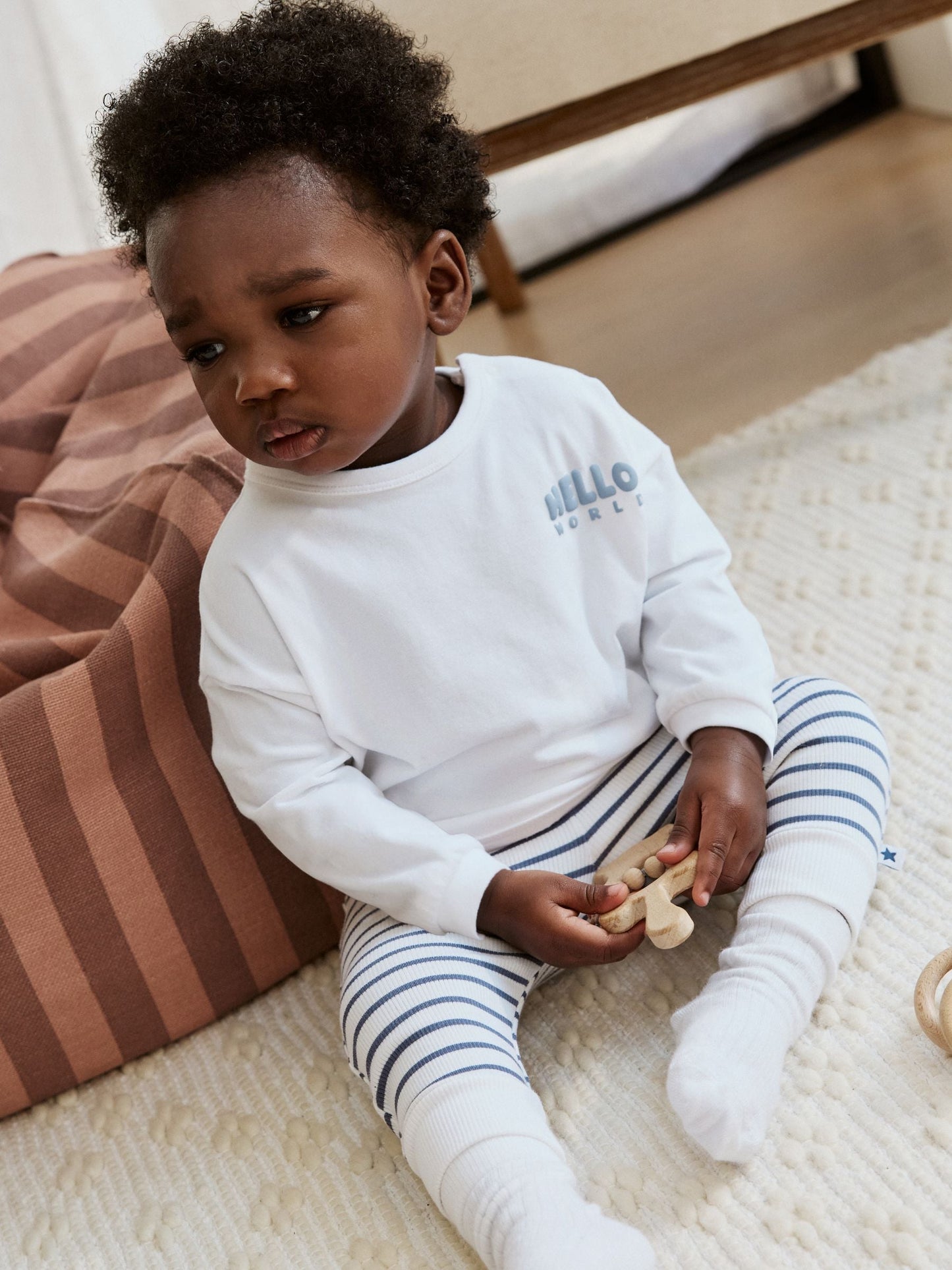 Blue Stripe Baby Jersey Jacket, Bodysuit and Leggings 3 Piece Set (0mths-2yrs)
