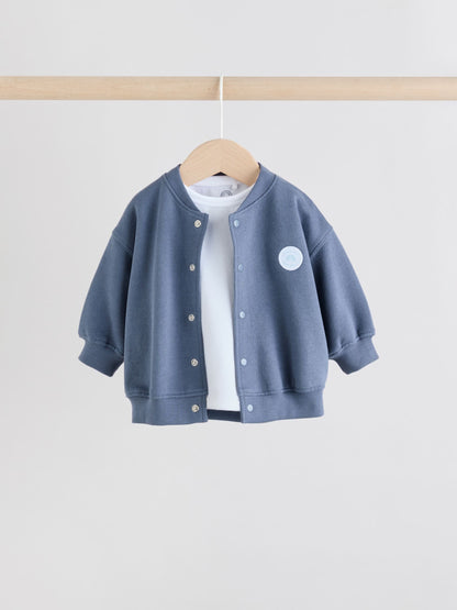 Blue Stripe Baby Jersey Jacket, Bodysuit and Leggings 3 Piece Set (0mths-2yrs)