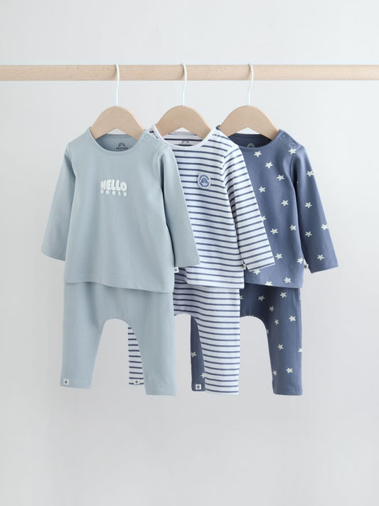 Blue Hello World Tops and Leggings 6 Piece Baby Set (0mths-3yrs) image 1
