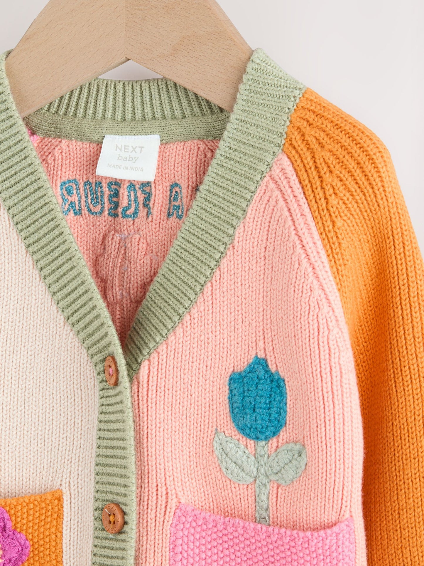 Bright Colour Block Embroidered Baby Cardigan (0mths-2yrs)