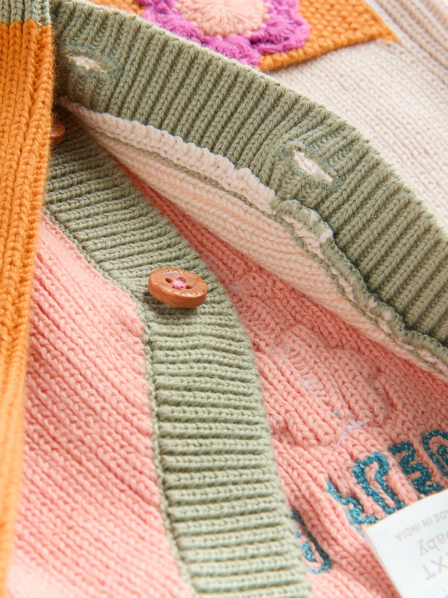 Bright Colour Block Embroidered Baby Cardigan (0mths-2yrs)