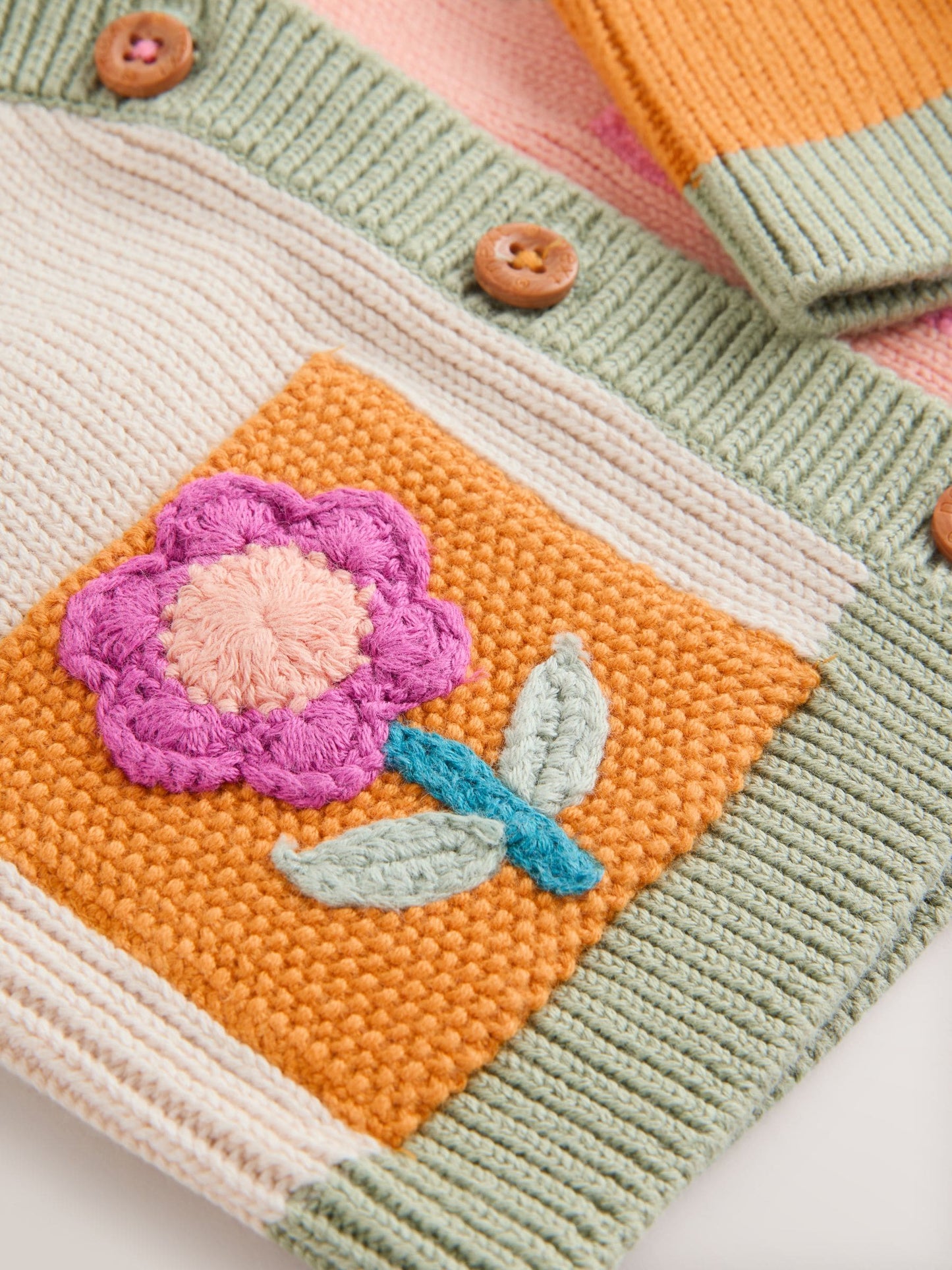 Bright Colour Block Embroidered Baby Cardigan (0mths-2yrs)