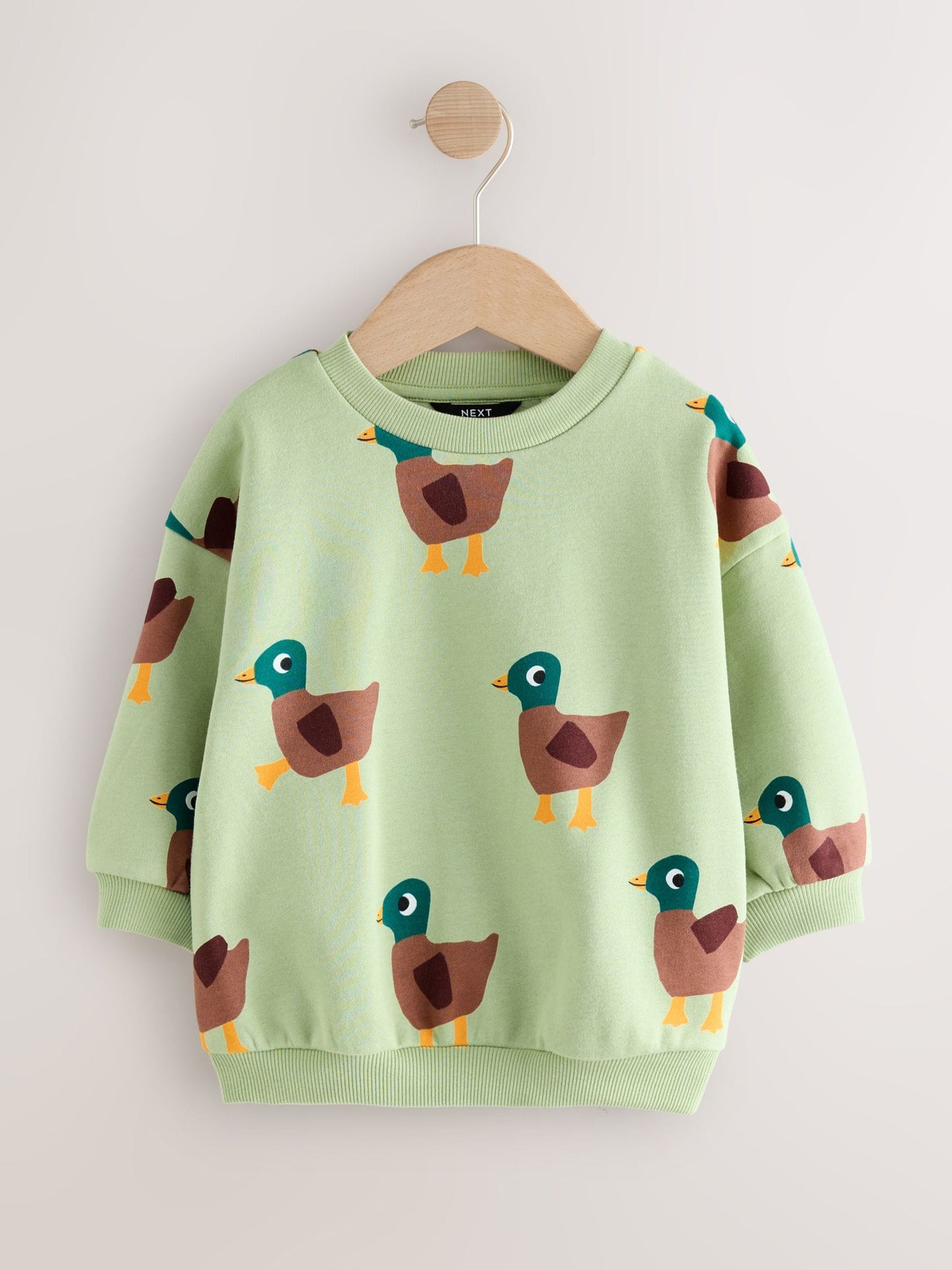 Dsiney Kidz - Green Ducks All Over Printed Crew Neck Sweat Top (3mths-7yrs) image 1